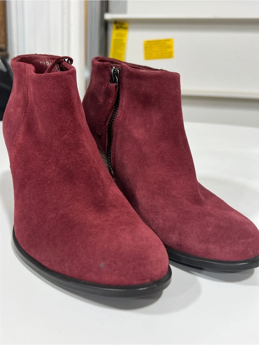 Ecco Women's Burgundy Suede Ankle Booties